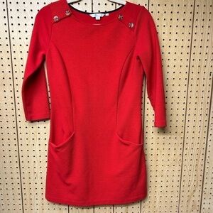 Boden Red Ottoman Ribbed Shift Dress